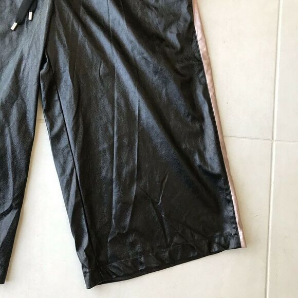 Bebe Vegan Leather High Waist Tuxedo Stripe Culottes Pants - Picture 8 of 12